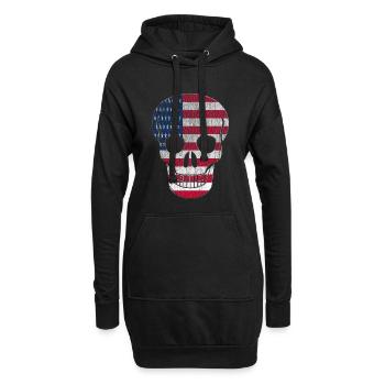 Tête de mort États-Unis - Sweat-shirt à capuche long Femme - noir - Devant