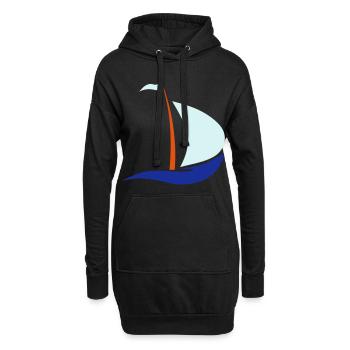 bateau à voile - Sweat-shirt à capuche long Femme - noir - Devant