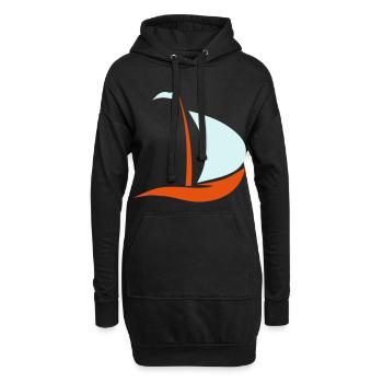 bateau à voile - Sweat-shirt à capuche long Femme - noir - Devant