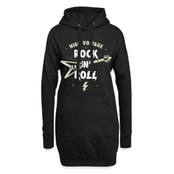 Hochspannungs-Rock'n'Roll-Gitarre - Hoodie-Kleid - Schwarz - Vorne