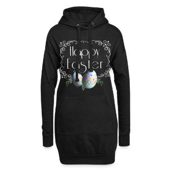 Lettrage joyeux de Pâques avec des œufs de Pâques - Sweat-shirt à capuche long Femme - noir - Devant