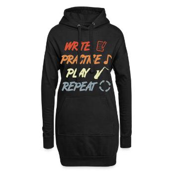 Write Practice Play Repeat - Hoodie-Kleid - Schwarz - Vorne