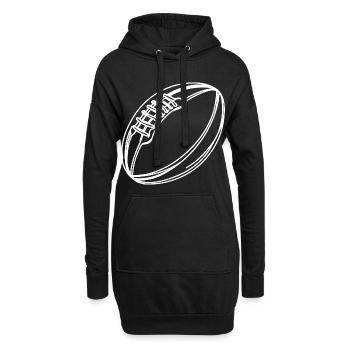 Rugbyball Zeichnung - Hoodie-Kleid - Schwarz - Vorne
