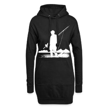 Dessin de pêche - Sweat-shirt à capuche long Femme - noir - Devant