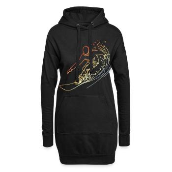 Vintage Snowboarder Skizze - Hoodie-Kleid - Schwarz - Vorne