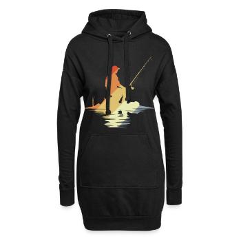Angler Vintage Look - Hoodie-Kleid - Schwarz - Vorne