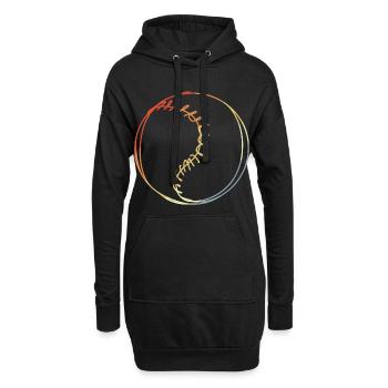 Vintage Baseball Zeichnung - Hoodie-Kleid - Schwarz - Vorne