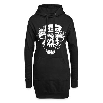 Skelett mit Zylinder Linienstil - Hoodie-Kleid - Schwarz - Vorne