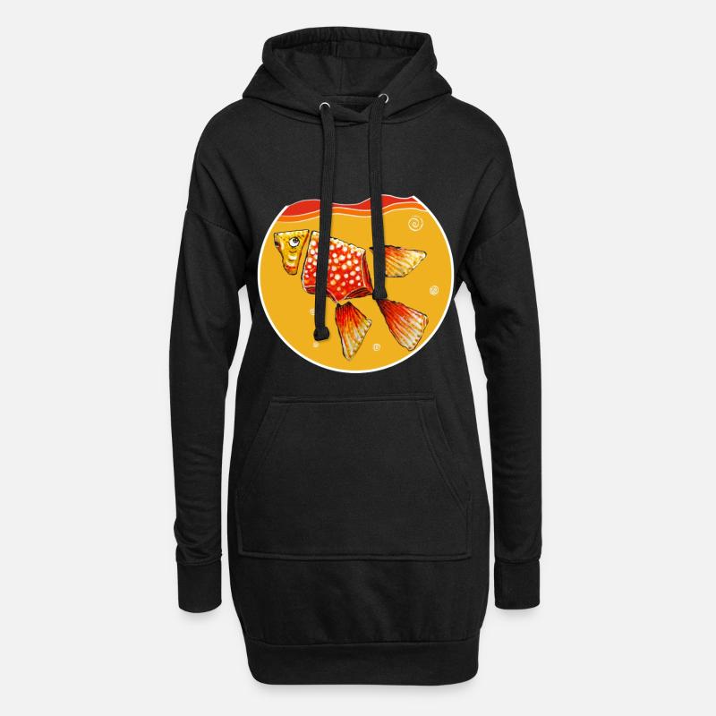 Goldfisch im Glas - Hoodie-Kleid - Schwarz