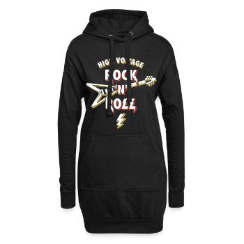 Hochspannungs-Rock'n'Roll-Gitarre - Hoodie-Kleid - Schwarz - Vorne