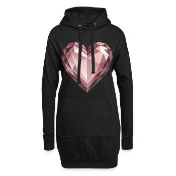 PINK DIAMOND HEART – Frieden & Liebe - Hoodie-Kleid - Schwarz - Vorne