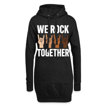 Chemise de main rock rock ensemble Diversité - Sweat-shirt à capuche long Femme - noir - Devant
