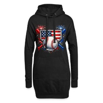 American Baseball USA Vintage-Flagge - Hoodie-Kleid - Schwarz - Vorne