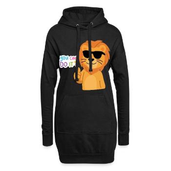 Le lion doux aux lunettes - Sweat-shirt à capuche long Femme - noir - Devant