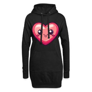 Herz Comic Liebe Valentinstag - Hoodie-Kleid - Schwarz - Vorne