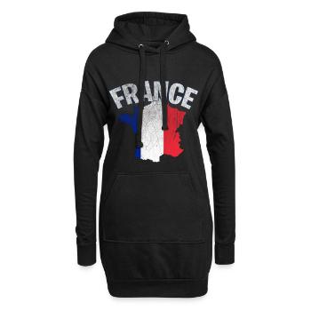 Frankreich France Flagge - Hoodie-Kleid - Schwarz - Vorne