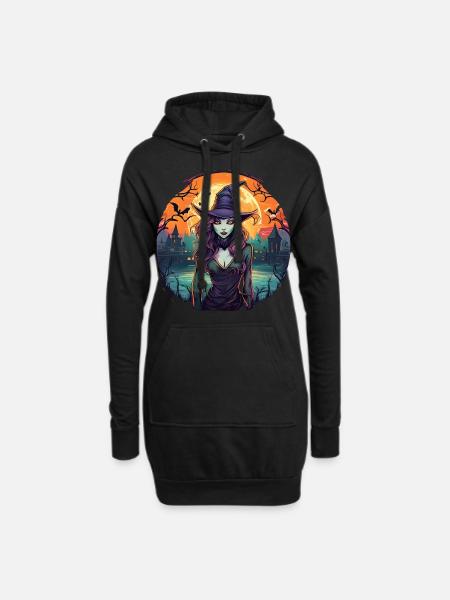 Gruseliges Halloween-partykostüm Hexe - Hoodie-Kleid - Schwarz