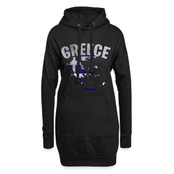 Grèce - Sweat-shirt à capuche long Femme - noir - Devant