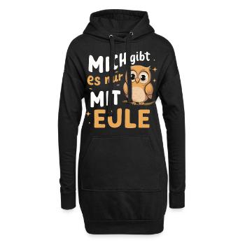 oiseau de nuit hibou hibou oiseau - Sweat-shirt à capuche long Femme - noir - Devant