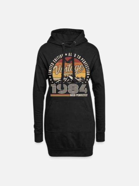 1984 Cadeau 41e Anniversaire 1984 Vintage 1984 - Sweat-shirt à capuche long Femme - noir