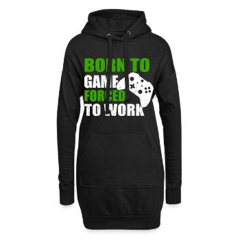 BORN TO GAME FORCED TO WORK - Sweat-shirt à capuche long Femme - noir - Devant