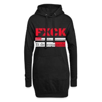 FXCK Les médias - Sweat-shirt à capuche long Femme - noir - Devant