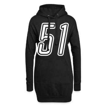 51 Zahl nummer - Hoodie-Kleid - Schwarz - Vorne
