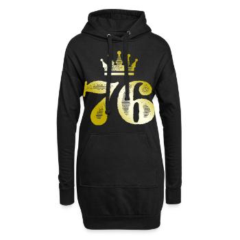 76 Numéro Couronne Or - Sweat-shirt à capuche long Femme - noir - Devant