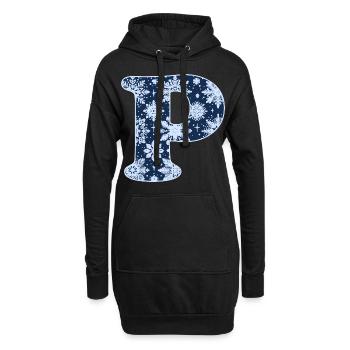 Lettre P Flocons de neige - Sweat-shirt à capuche long Femme - noir - Devant