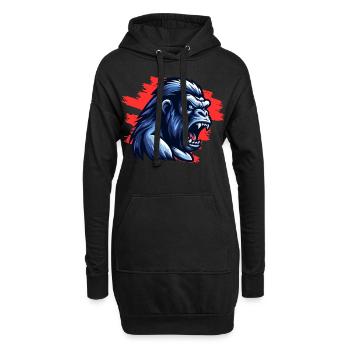 Verrückter Gorilla - Hoodie-Kleid - Schwarz - Vorne