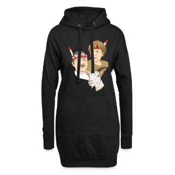 Erdogan Merkel Chèvre Satire Homme politique indien - Sweat-shirt à capuche long Femme - noir - Devant