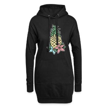 Orchidee Ananas Kahlo Kunst Hawaii Geschenkidee - Hoodie-Kleid - Schwarz - Vorne