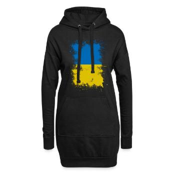 Ukraine Flagge Farbfleck Kunst - Hoodie-Kleid - Schwarz - Vorne