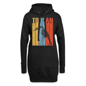 Rétro Vintage Toucan Oiseau Exotique Coloré Banane - Sweat-shirt à capuche long Femme - noir - Devant