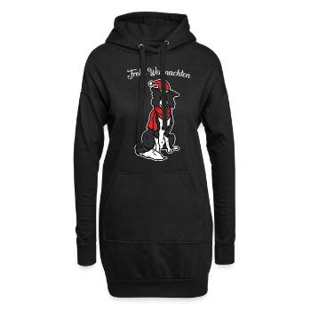 Border Collie Weihnachten - Hoodie-Kleid - Schwarz - Vorne