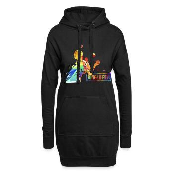 Travail de jonglage - Sweat-shirt à capuche long Femme - noir - Devant