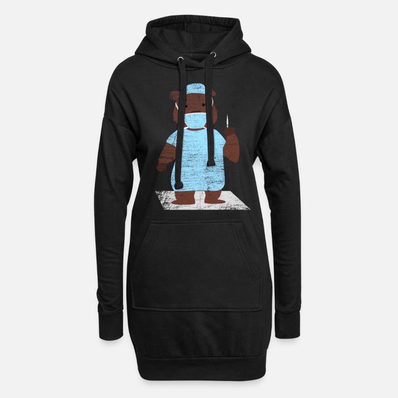 Bär Chirurg Geschenk - Hoodie-Kleid - Schwarz