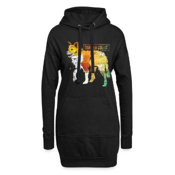 Border Collie polygon - Hoodie-Kleid - Schwarz - Vorne