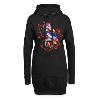 Polygone Hibou - Sweat-shirt à capuche long Femme - noir - Devant