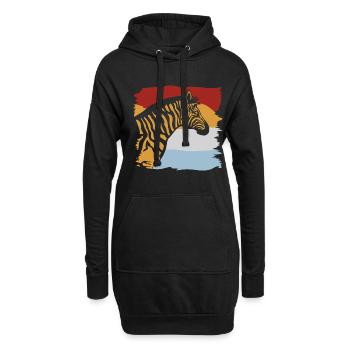 Zebra - Hoodie-Kleid - Schwarz - Vorne