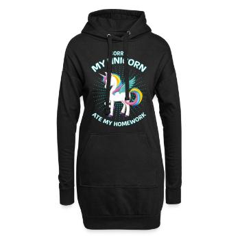 Cadeau amusant de devoirs d'école de licorne de licorne - Sweat-shirt à capuche long Femme - noir - Devant