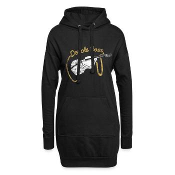 Musicien contrebasse - Sweat-shirt à capuche long Femme - noir - Devant