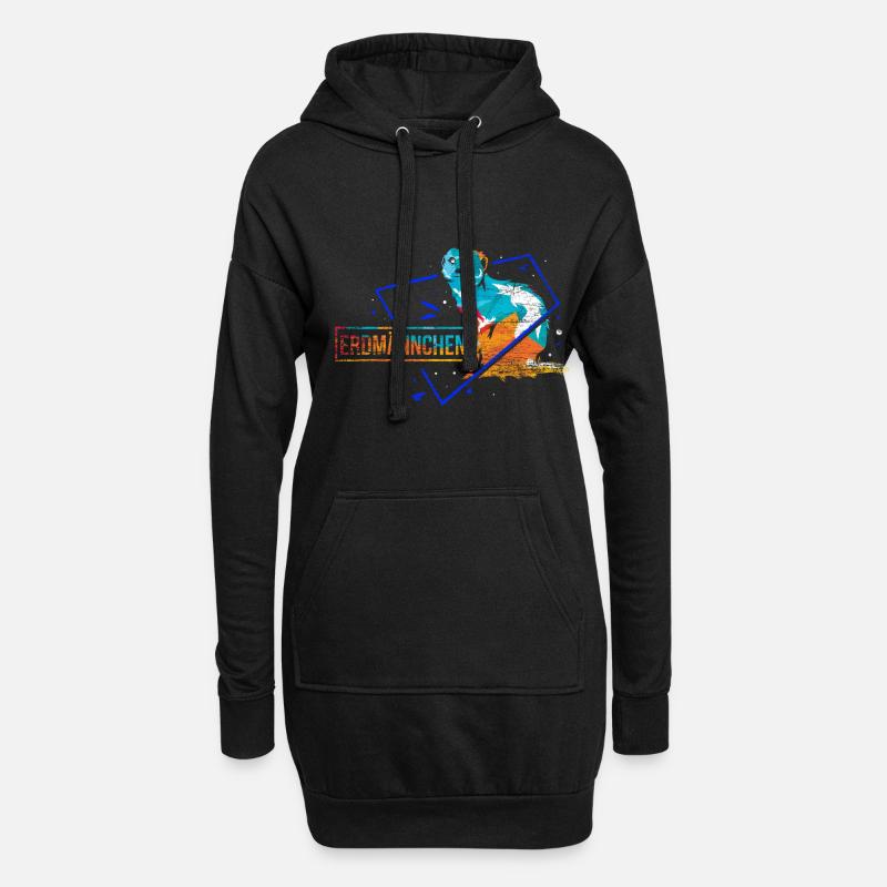 Erdmännchen Polygon Geschenk - Hoodie-Kleid - Schwarz