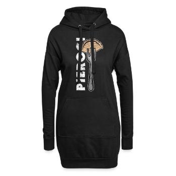 Cadeau pierogi - Sweat-shirt à capuche long Femme - noir - Devant