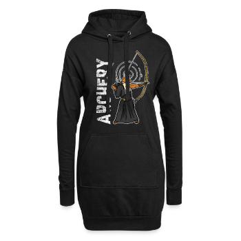 Bogenschießen Fuchs Geschenk - Hoodie-Kleid - Schwarz - Vorne