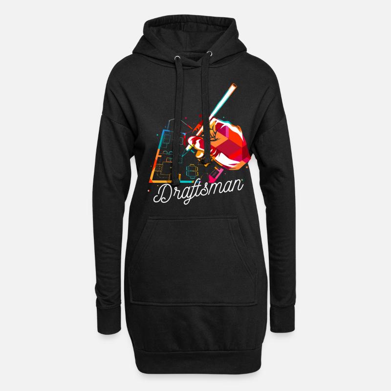 Draftsman polygon - Hoodie Dress - black