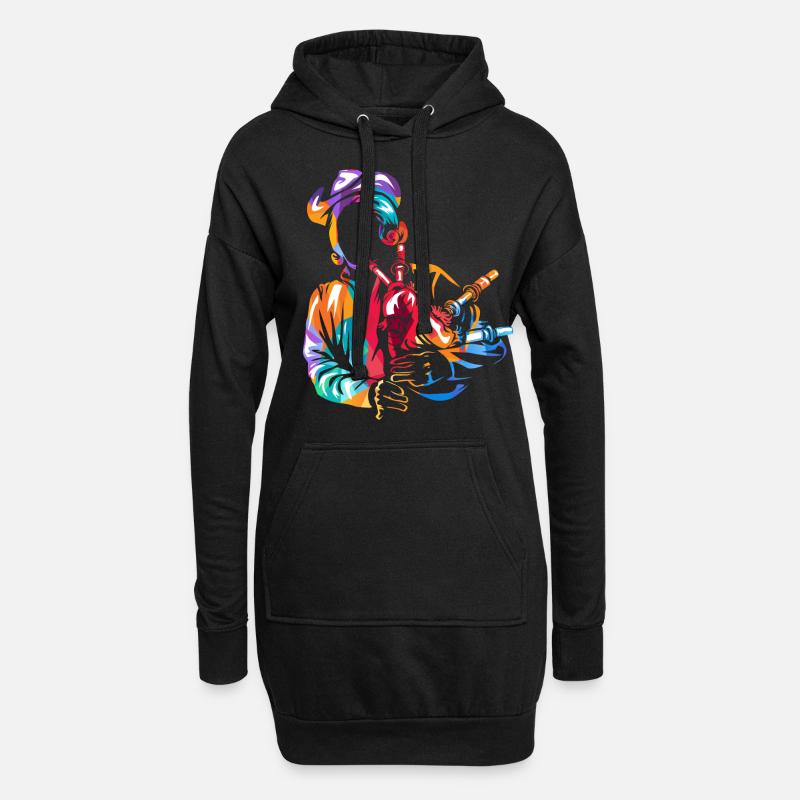 Cadeau de cornemuse - Sweat-shirt à capuche long Femme - noir
