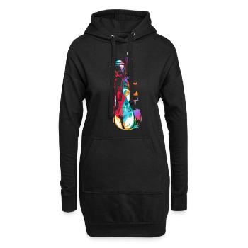 Cadeau de contrebasse - Sweat-shirt à capuche long Femme - noir - Devant