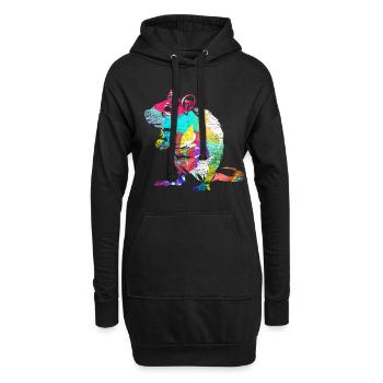 Ratte Geschenk - Hoodie-Kleid - Schwarz - Vorne