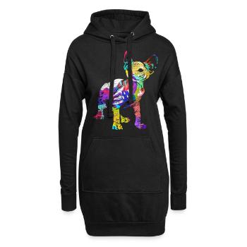 Cadeau Sphynx - Sweat-shirt à capuche long Femme - noir - Devant